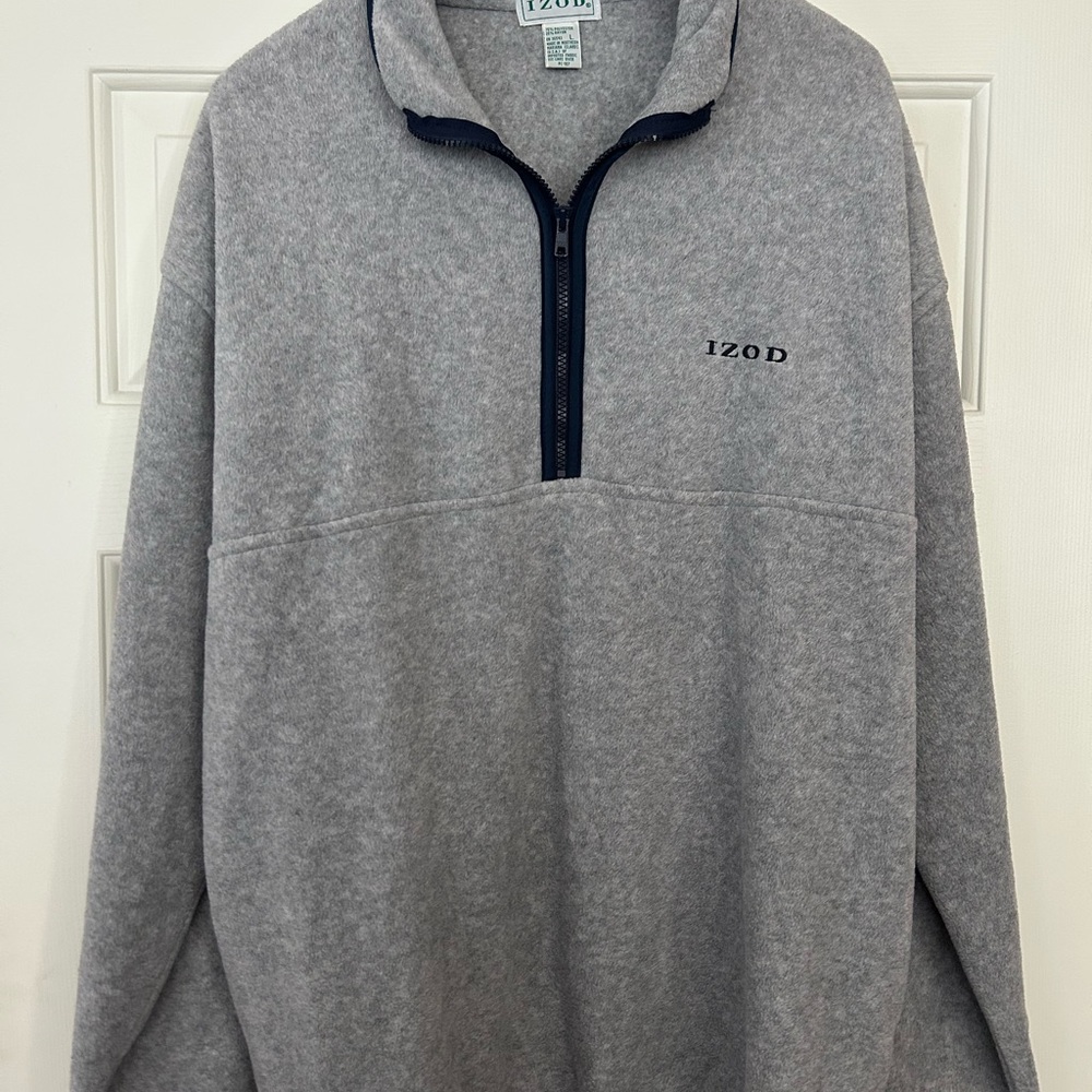 Izod Gray Zip Up Sweater with Stand-Up Collar